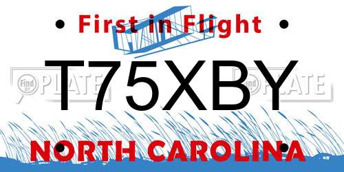 T75XBY North Carolina License Plate