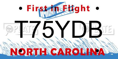 T75YDB North Carolina License Plate