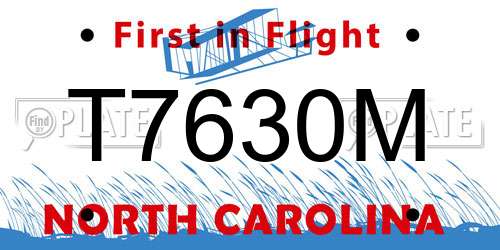 T7630M North Carolina License Plate
