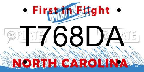 T768DA North Carolina License Plate