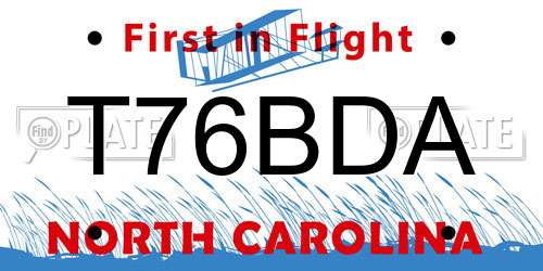 T76BDA North Carolina License Plate