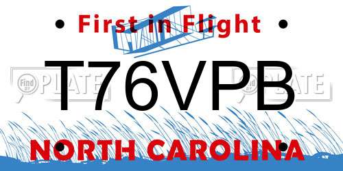 T76VPB North Carolina License Plate