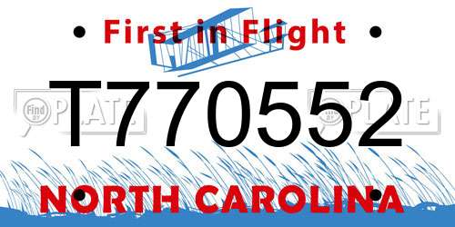 T770552 North Carolina License Plate
