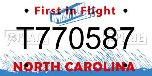 T770587 North Carolina License Plate