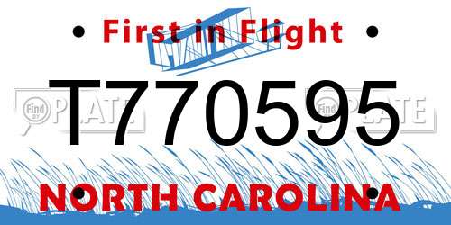 T770595 North Carolina License Plate