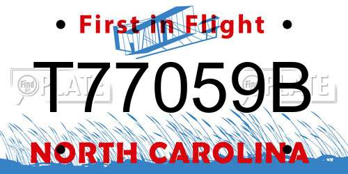 T77059B North Carolina License Plate