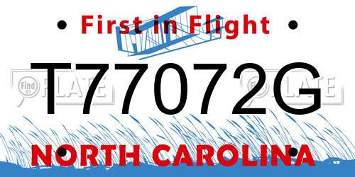 T77072G North Carolina License Plate