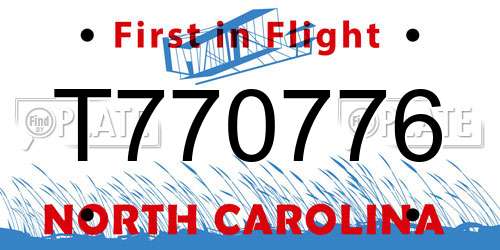 T770776 North Carolina License Plate