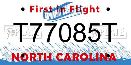 T77085T North Carolina License Plate