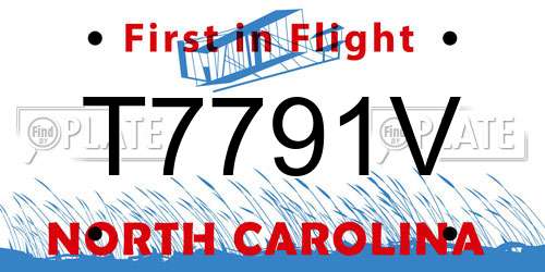 T7791V North Carolina License Plate