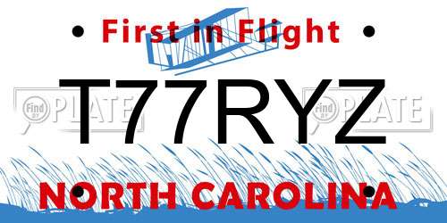 T77RYZ North Carolina License Plate