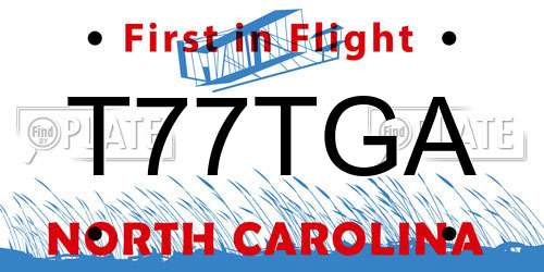 T77TGA North Carolina License Plate