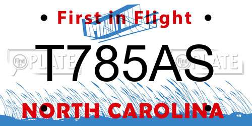 T785AS North Carolina License Plate
