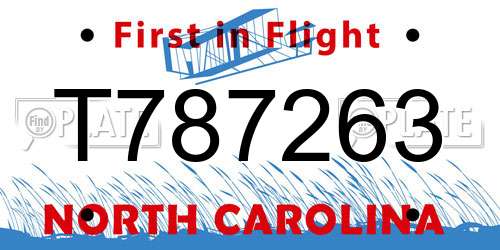 T787263 North Carolina License Plate