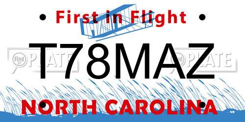 T78MAZ North Carolina License Plate