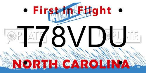 T78VDU North Carolina License Plate