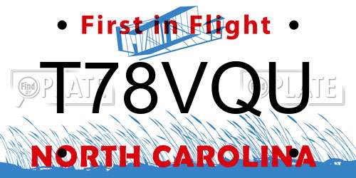 T78VQU North Carolina License Plate