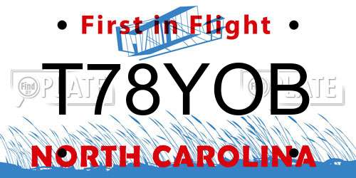 T78YOB North Carolina License Plate