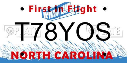 T78YOS North Carolina License Plate