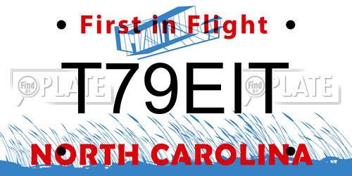 T79EIT North Carolina License Plate