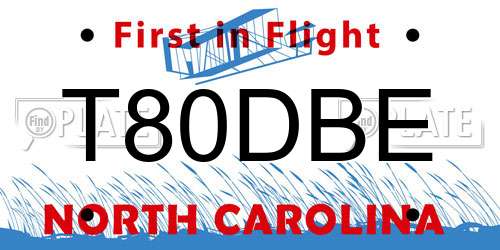 T80DBE North Carolina License Plate