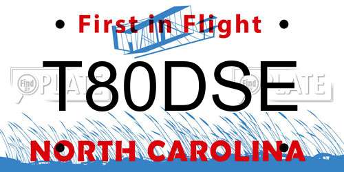T80DSE North Carolina License Plate