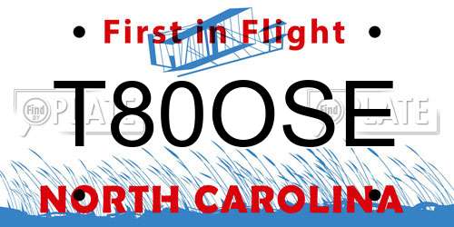 T80OSE North Carolina License Plate
