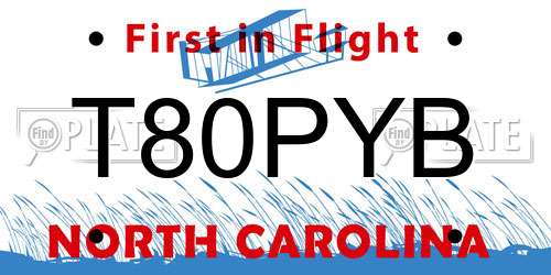 T80PYB North Carolina License Plate