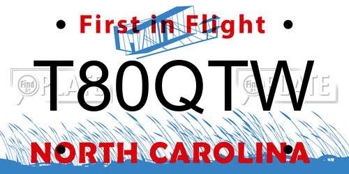 T80QTW North Carolina License Plate