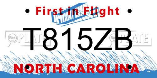 T815ZB North Carolina License Plate