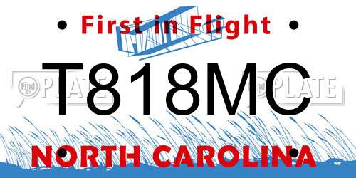 T818MC North Carolina License Plate