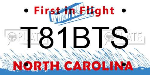 T81BTS North Carolina License Plate