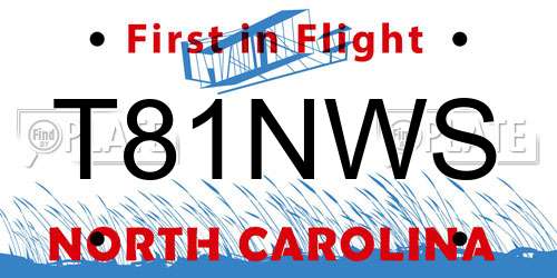 T81NWS North Carolina License Plate