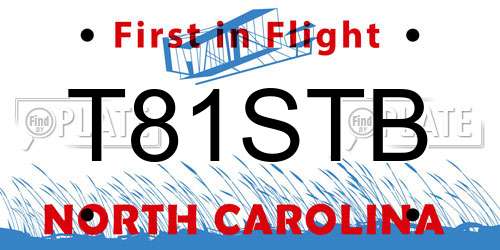T81STB North Carolina License Plate