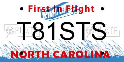 T81STS North Carolina License Plate