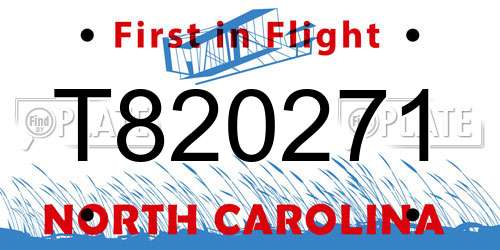 T820271 North Carolina License Plate