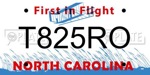 T825RO North Carolina License Plate