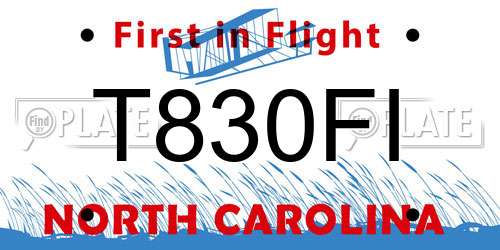 T830FI North Carolina License Plate
