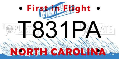 T831PA North Carolina License Plate