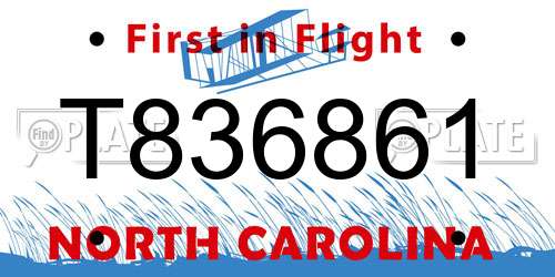 T836861 North Carolina License Plate
