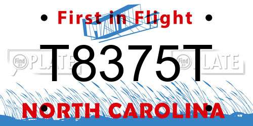 T8375T North Carolina License Plate