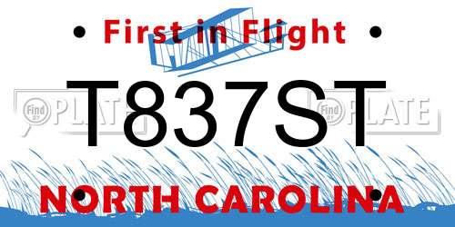 T837ST North Carolina License Plate