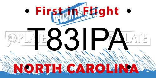 T83IPA North Carolina License Plate