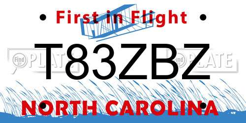 T83ZBZ North Carolina License Plate
