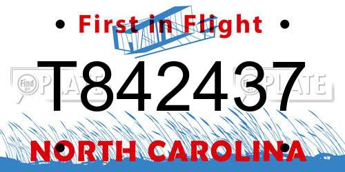 T842437 North Carolina License Plate