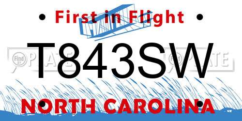 T843SW North Carolina License Plate