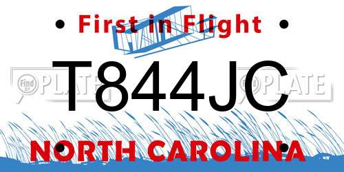 T844JC North Carolina License Plate