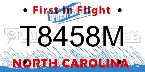 T8458M North Carolina License Plate