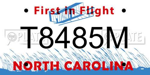 T8485M North Carolina License Plate