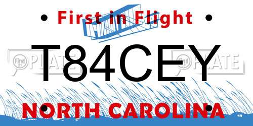 T84CEY North Carolina License Plate